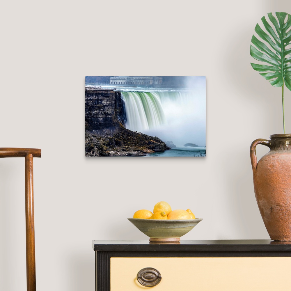 A traditional room featuring View of Horseshoe Falls at Niagara Falls with former Toronto power generating station in the back...