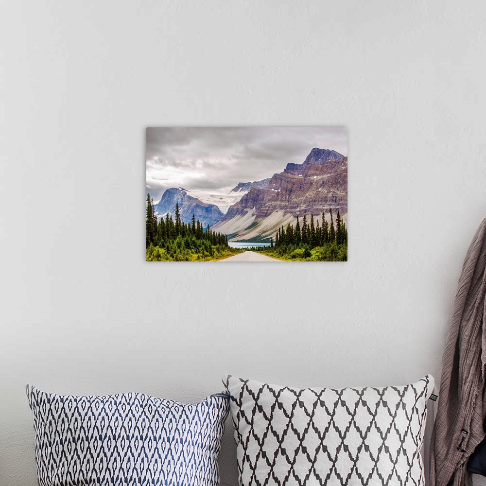A bohemian room featuring View of Crowfoot mountain from Icefiels Parkway in Banff National Park, Alberta, Canada.