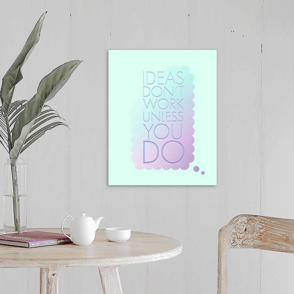 A farmhouse room featuring Typography poster with a pastel thought bubble and a sans serif font.