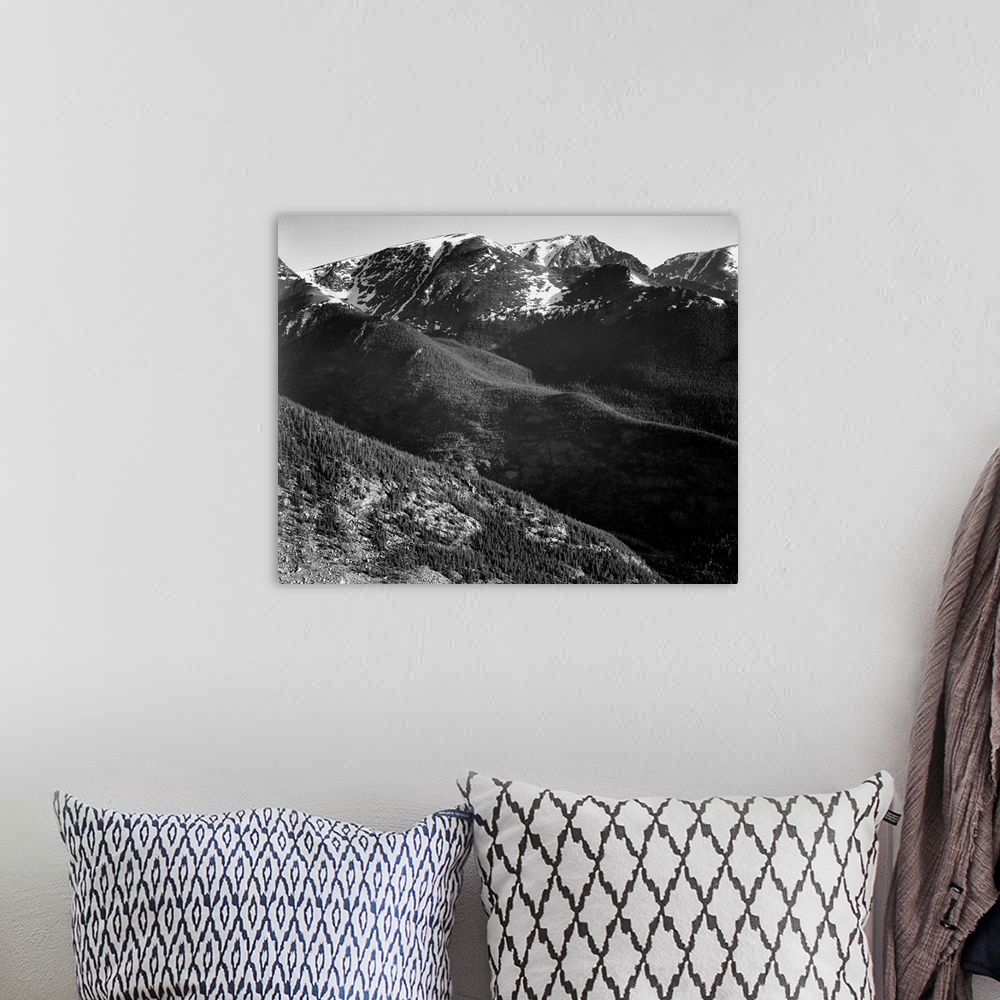 A bohemian room featuring In Rocky Mountain National Park, panorama of hills and mountains.