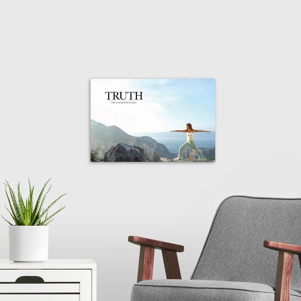 A modern room featuring Truth: Follow your heart and uncover new horizons.