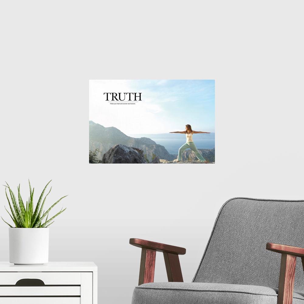 A modern room featuring Truth: Follow your heart and uncover new horizons.