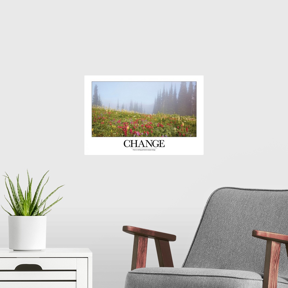 A modern room featuring Change: There is nothing permanent except change.