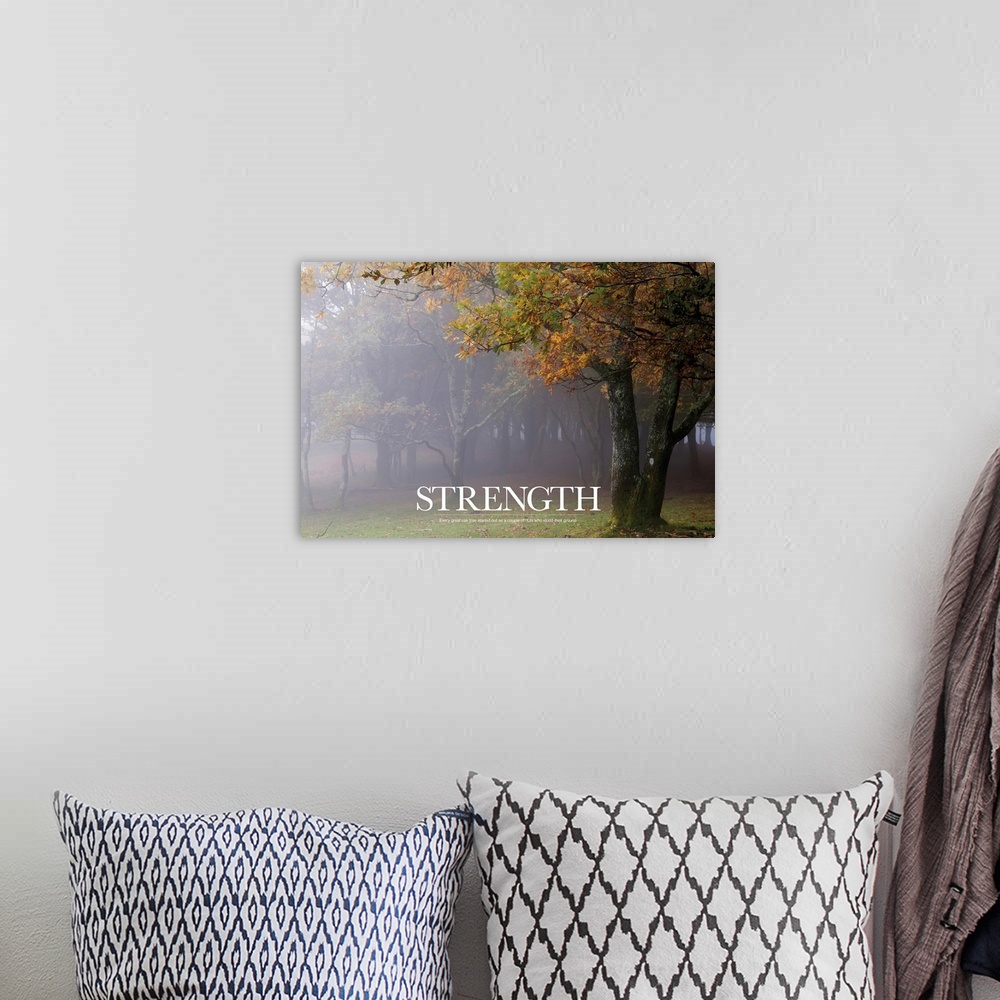 A bohemian room featuring Large motivational art for the word "STRENGTH" lists a funny anecdote about being strong in one's...
