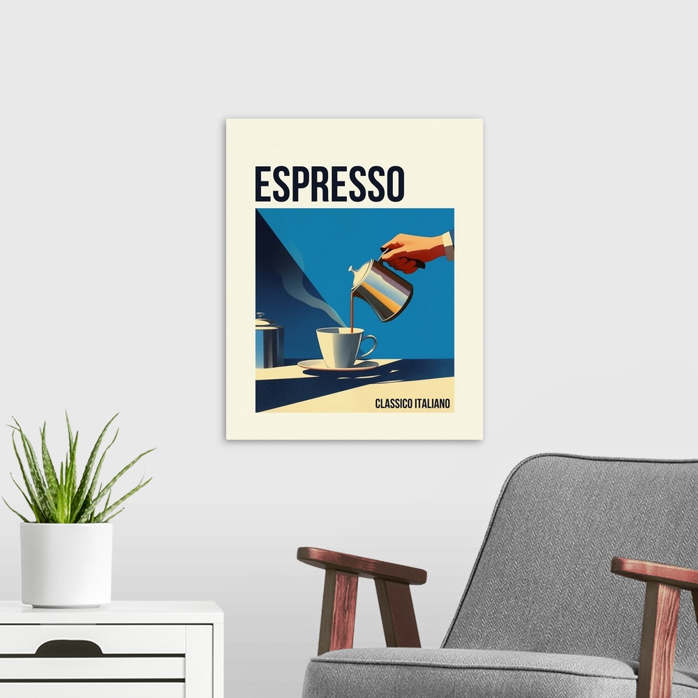 A modern room featuring Italian Espresso - Retro Food Advertising Poster
