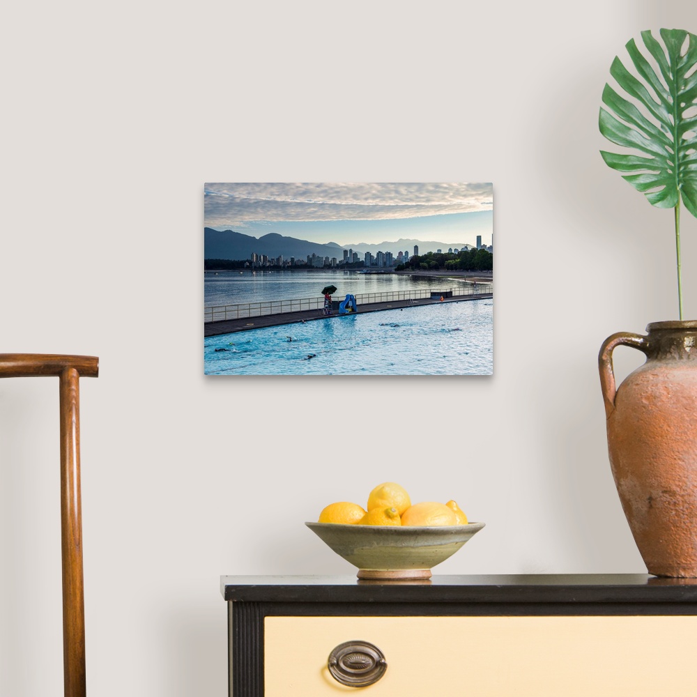 A traditional room featuring View of Kitsilano Pool in Vancouver, British Columbia, Canada.