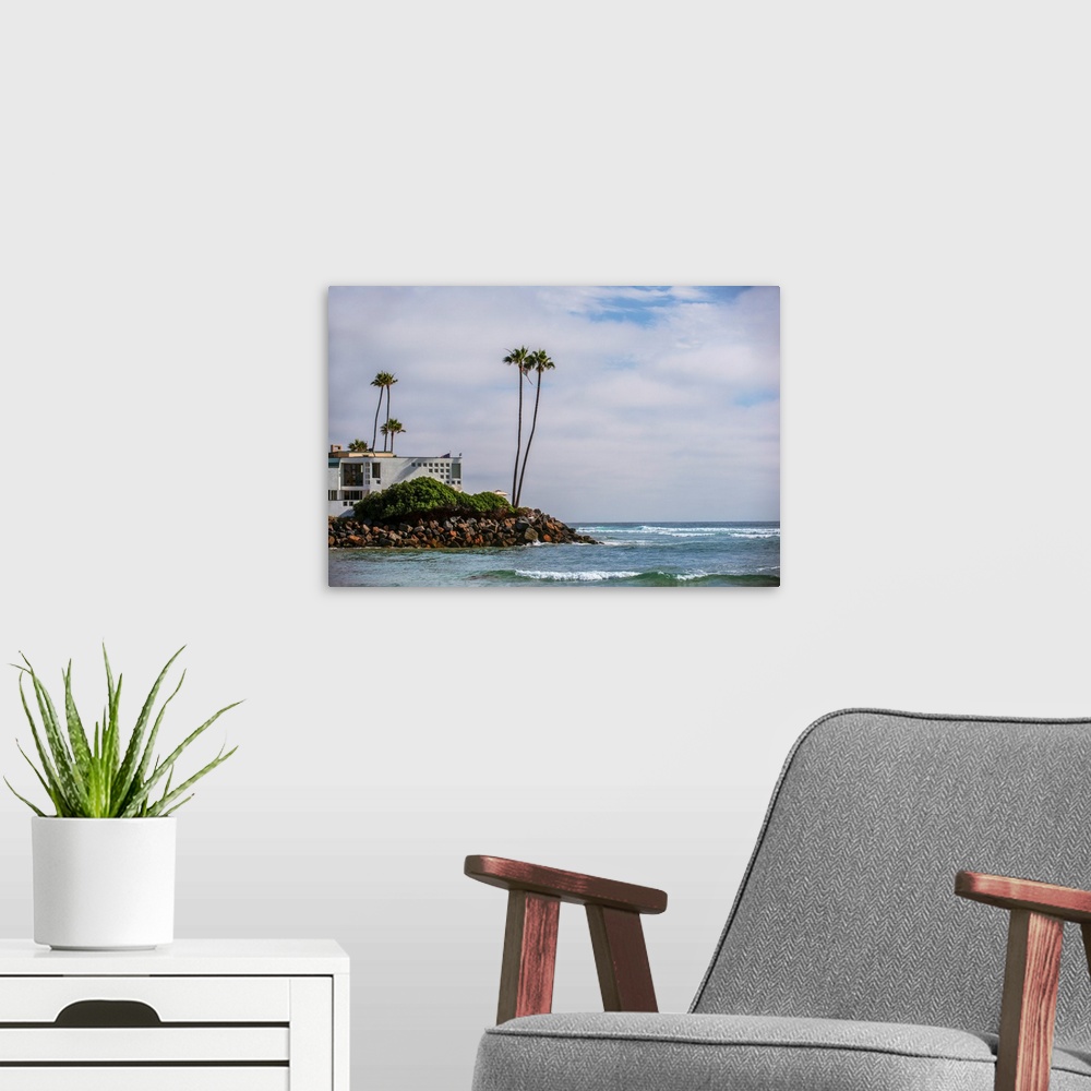 A modern room featuring La Jolla coast in San Diego, California.