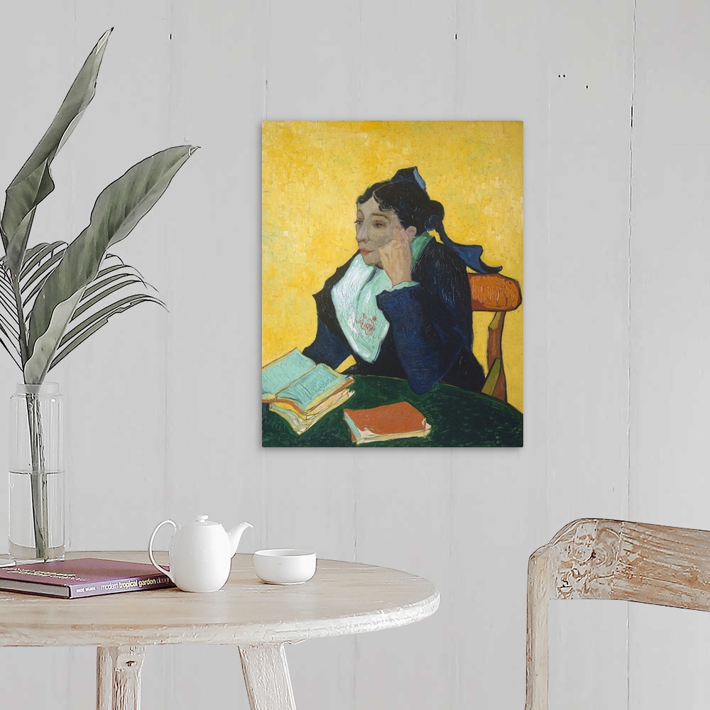 A farmhouse room featuring While in Arles, Van Gogh painted two very similar portraits of Marie Ginoux, the proprietress of ...