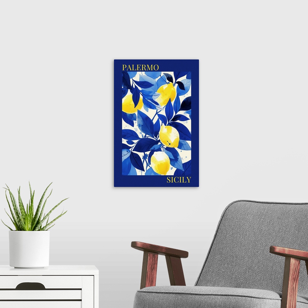 A modern room featuring Lemons - Palermo, Italy In Blue