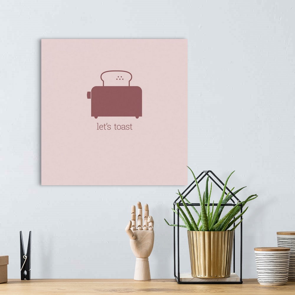 A bohemian room featuring Minimalist kitchen art with a retro vibe, combining everyday phrases with kitchen tools and food.