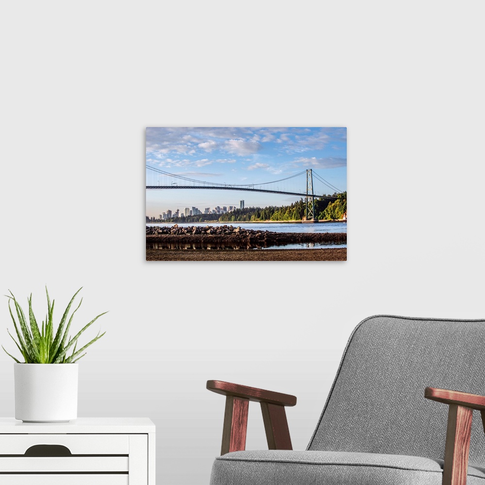 A modern room featuring View of Lions Gate Bridge in Vancouver, British Columbia, Canada.
