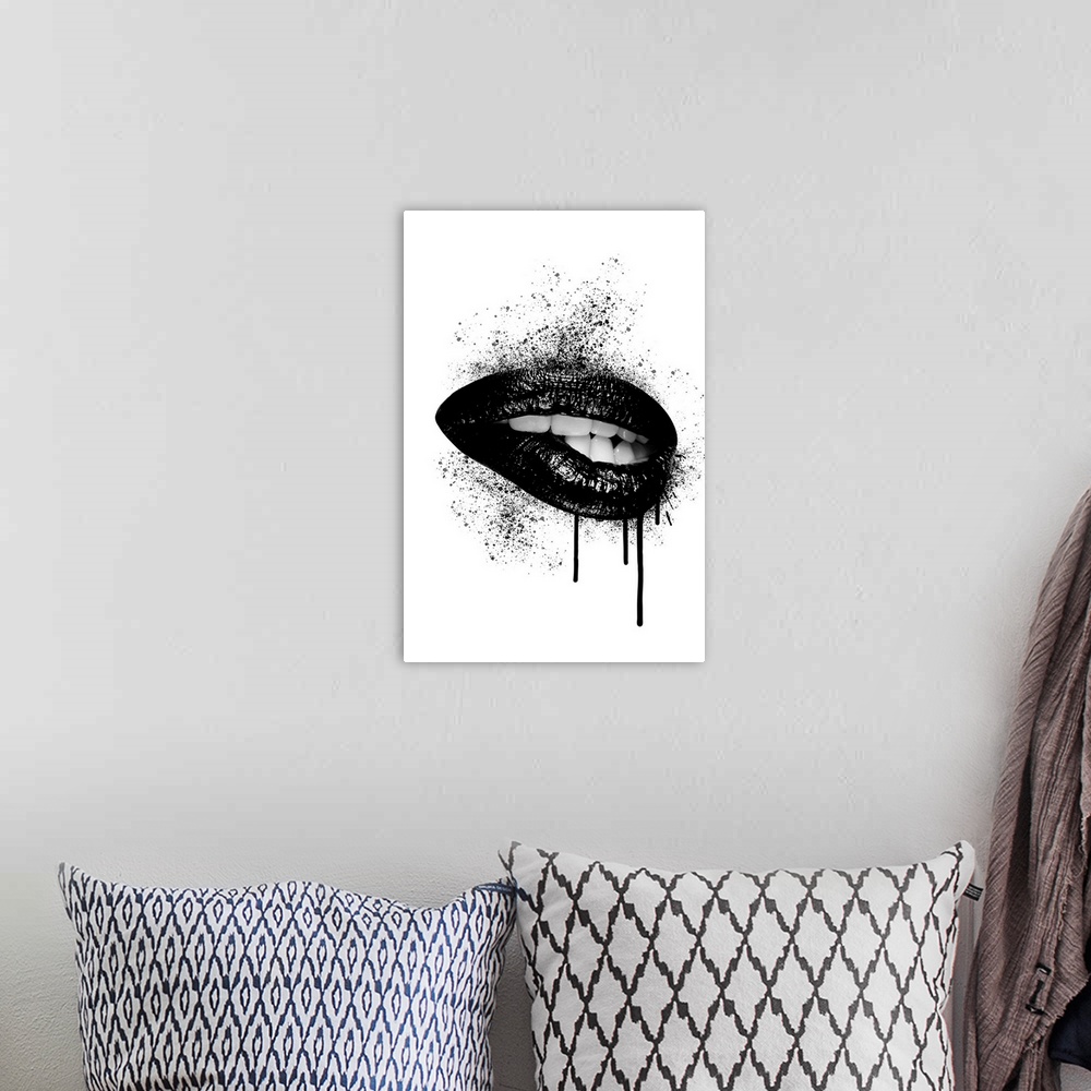 A bohemian room featuring Lips - Black Ink Drip