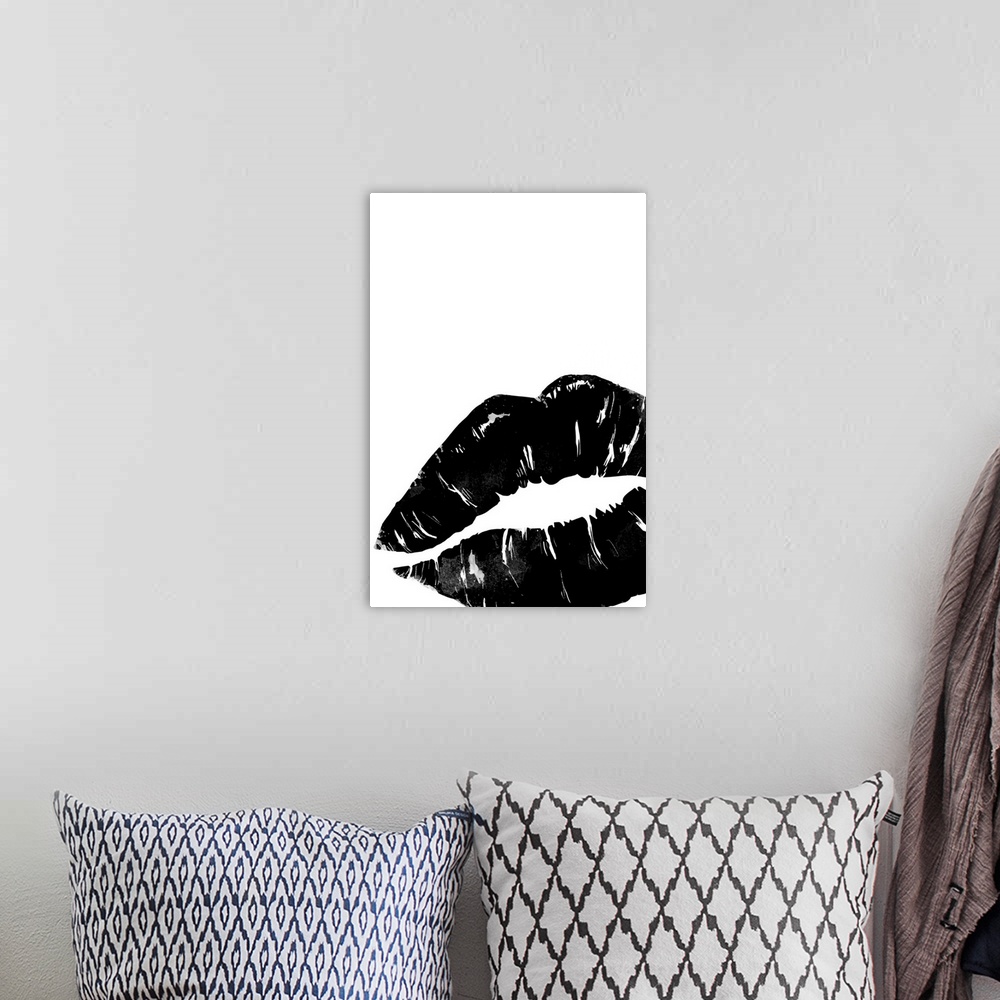 A bohemian room featuring Lips - Black Watercolor