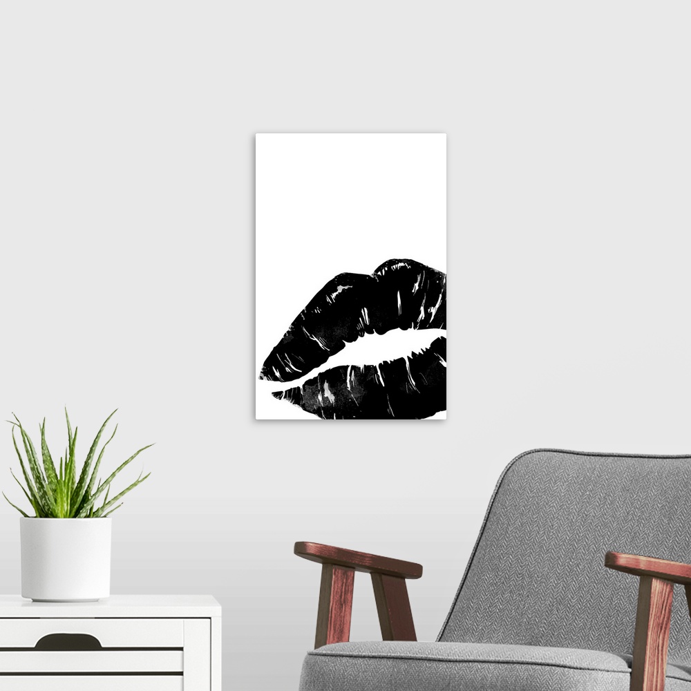 A modern room featuring Lips - Black Watercolor
