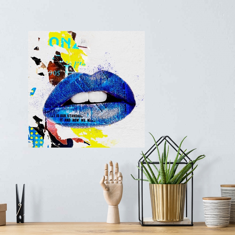 A bohemian room featuring Lips - Blue Grunge I