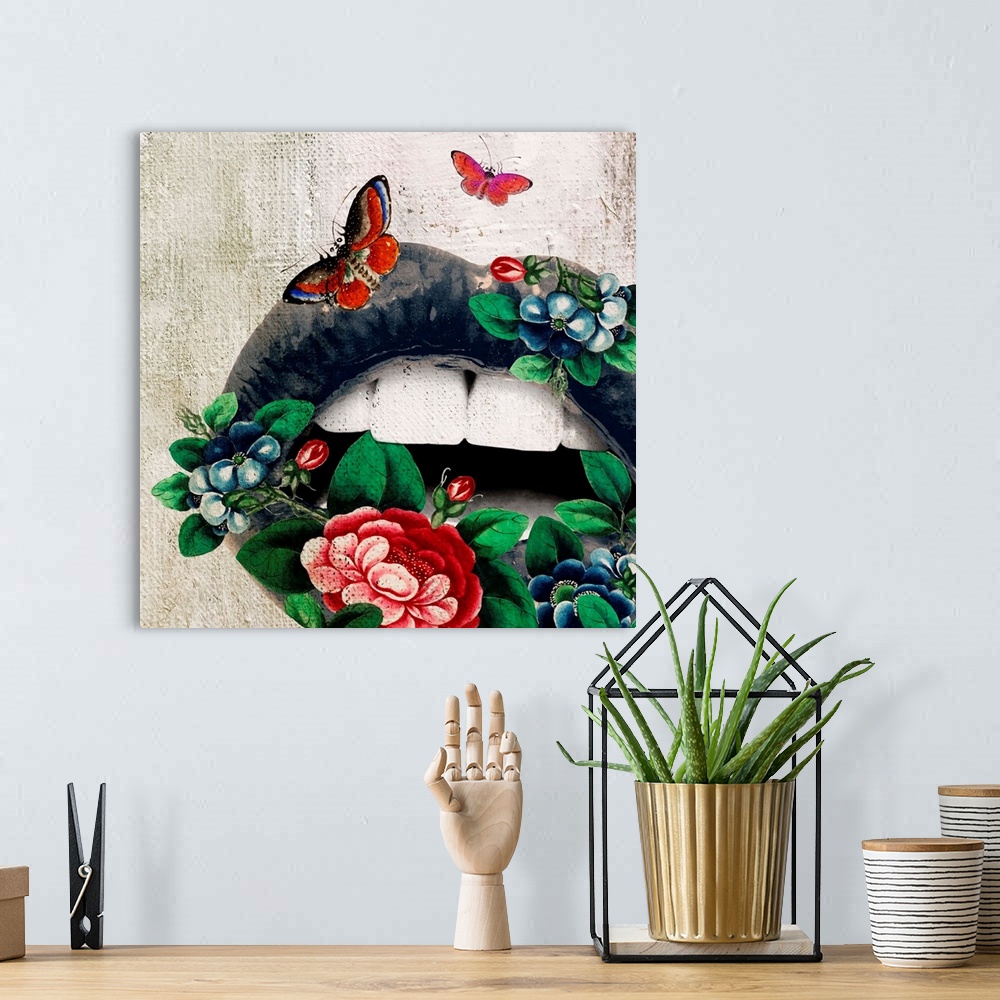 A bohemian room featuring Lips - Garden Butterfly