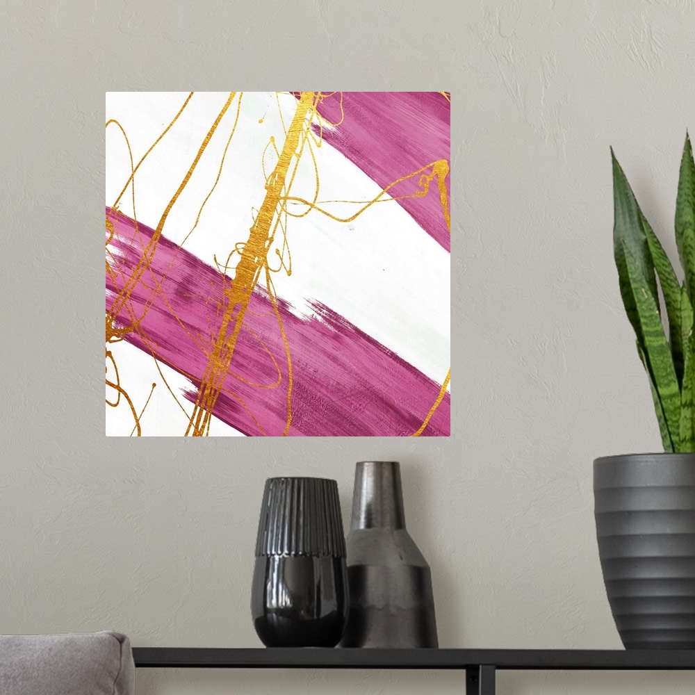 A modern room featuring Magenta Strokes SQ