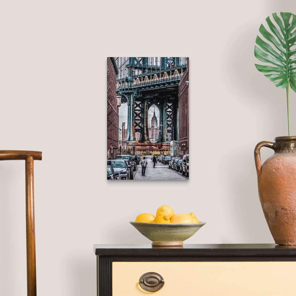A traditional room featuring View of Manhattan Bridge from Washington Street in New York City.