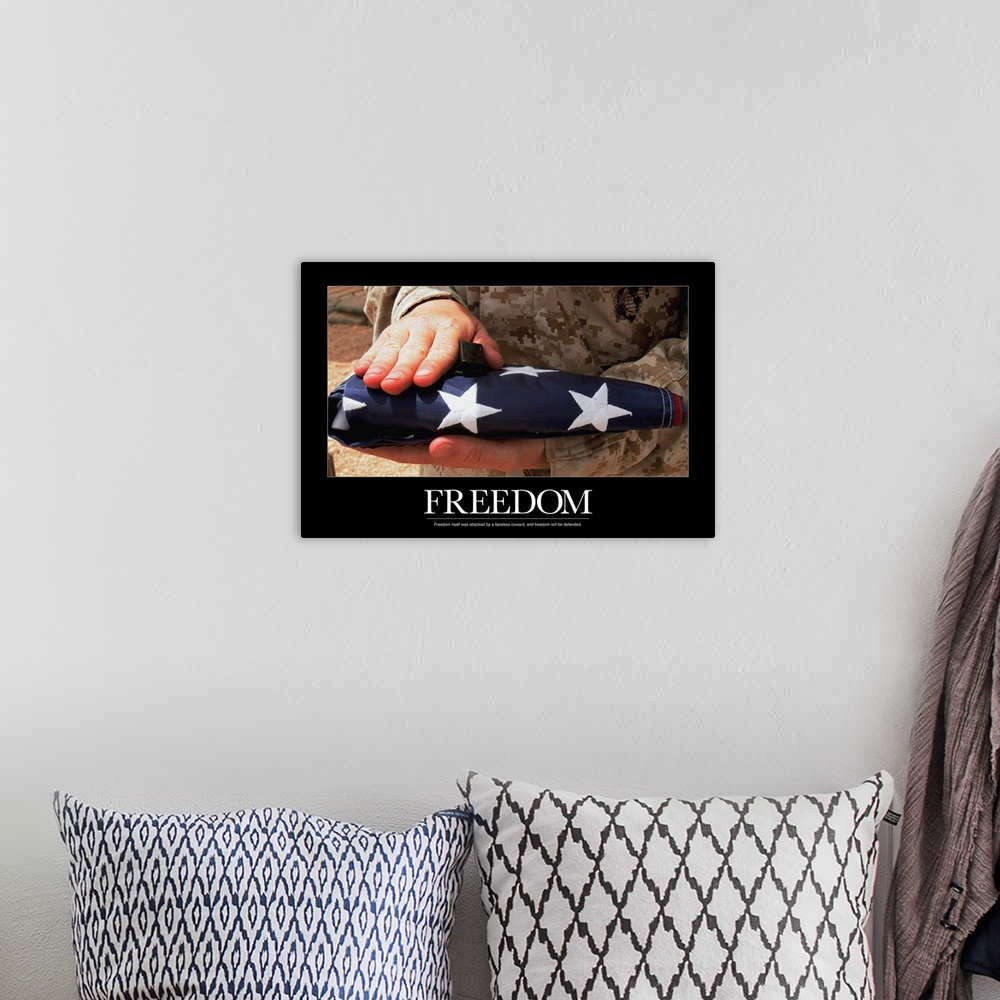A bohemian room featuring Military Motivational Poster: Freedom