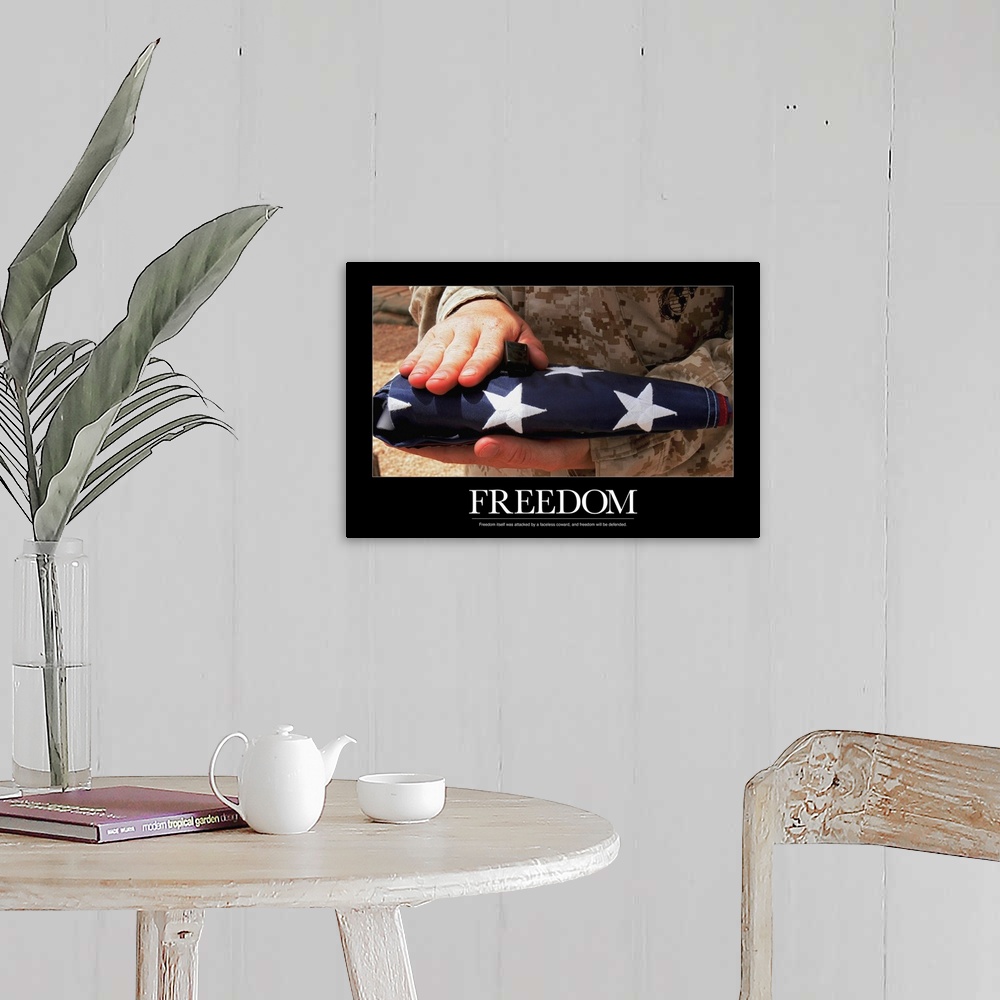 A farmhouse room featuring Military Motivational Poster: Freedom