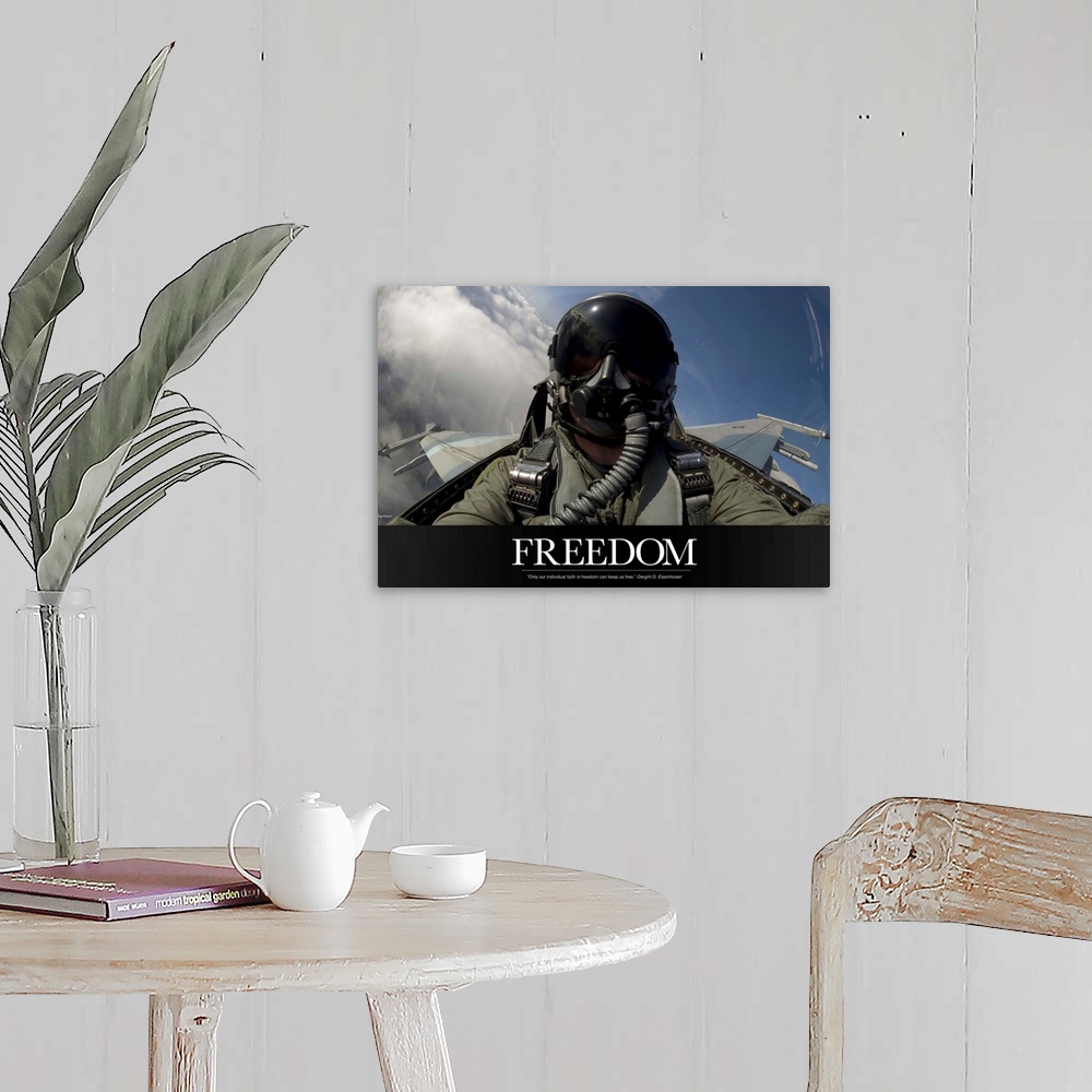 A farmhouse room featuring Military Motivational Poster: Freedom