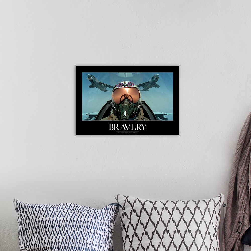 A bohemian room featuring Military Poster: Brave men stand tall in the face of danger