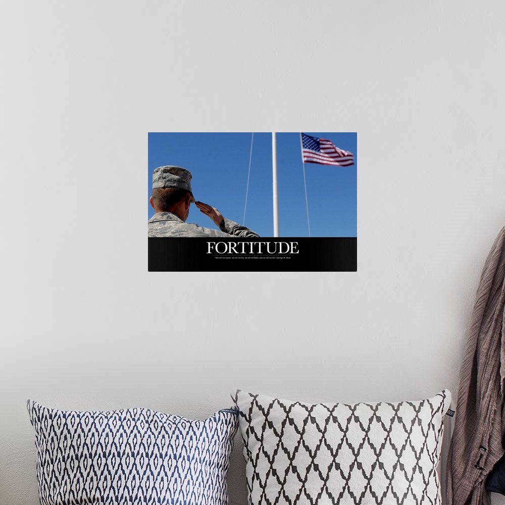 A bohemian room featuring Military Poster: Fortitude