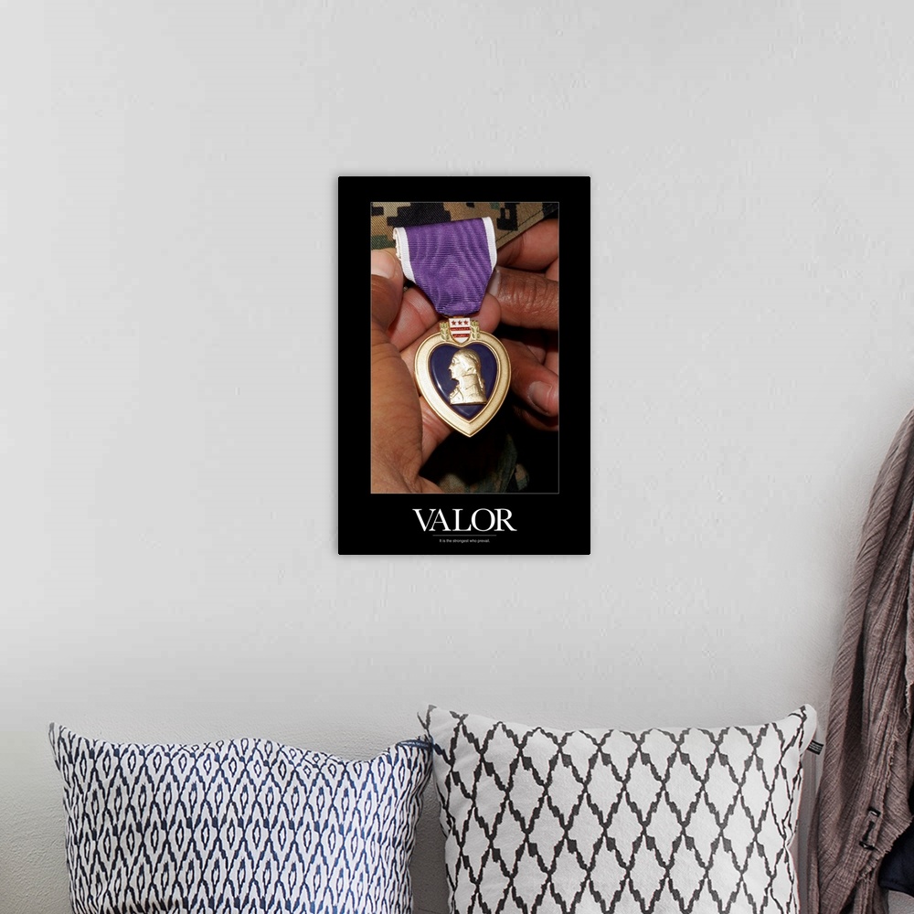 A bohemian room featuring Military Poster: Holding purple heart
