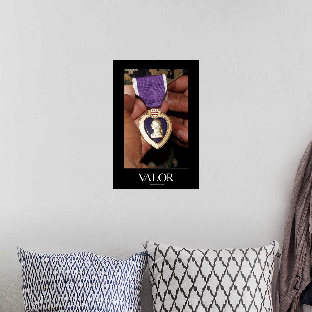 A bohemian room featuring Military Poster: Holding purple heart