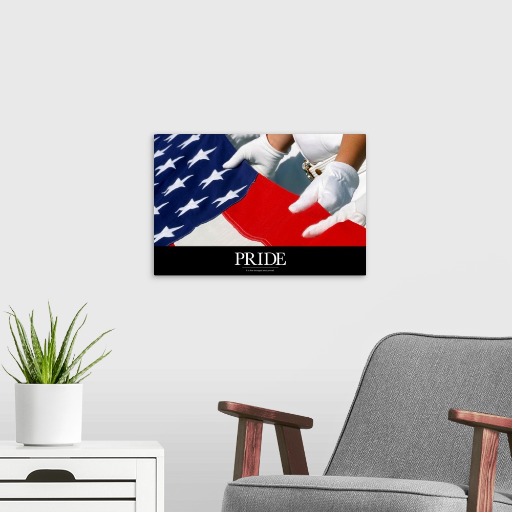 A modern room featuring Military Poster: Only our individual faith in freedom can keep us free
