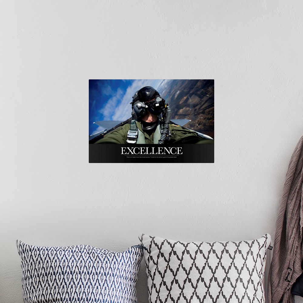 A bohemian room featuring Military Poster: Self-portrait of a pilot in the cockpit of a F-15E Strike Eagle