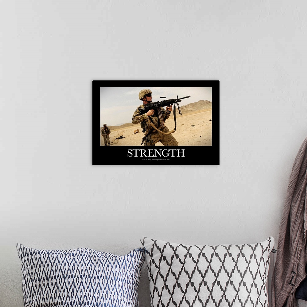 A bohemian room featuring Military Poster: Strength