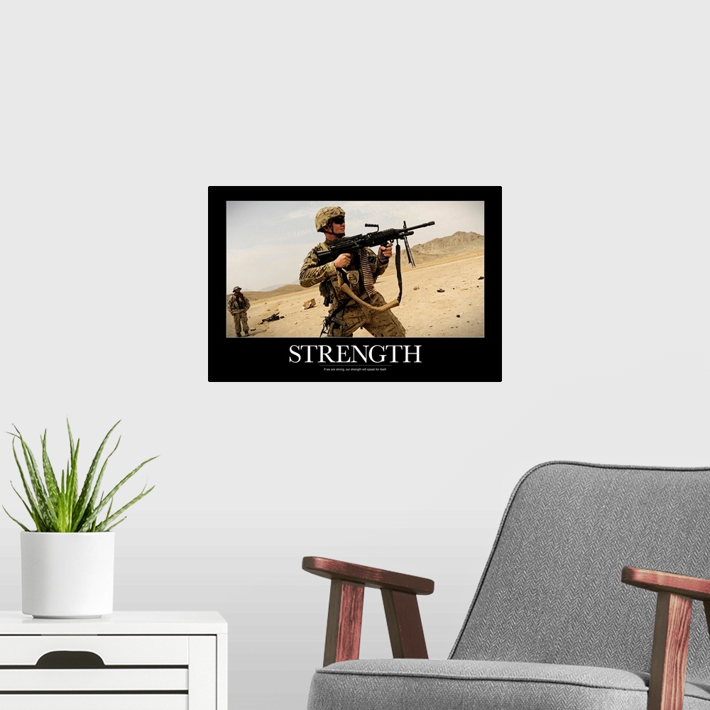 A modern room featuring Military Poster: Strength
