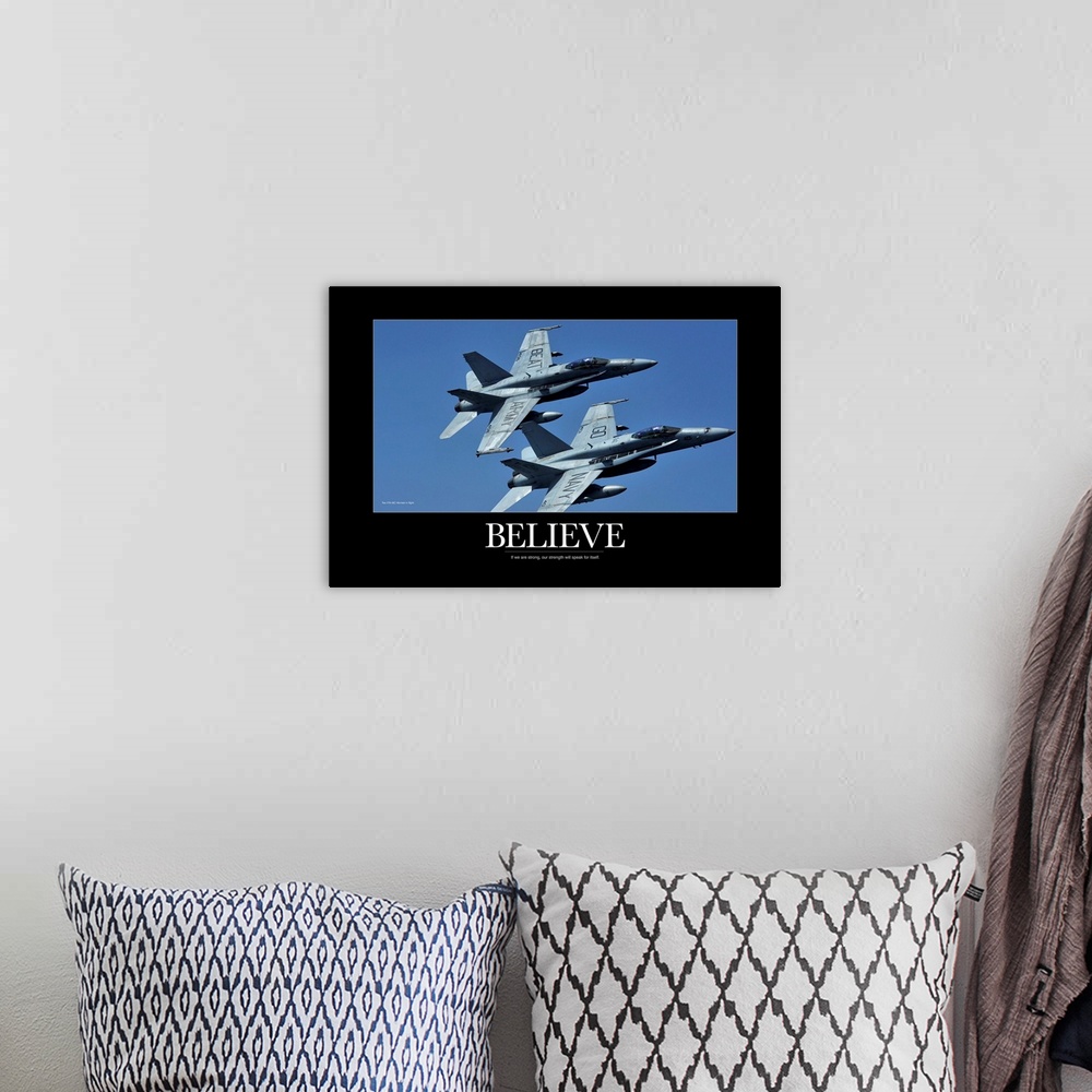 A bohemian room featuring Military Poster: Two F/A-18C Hornets in flight