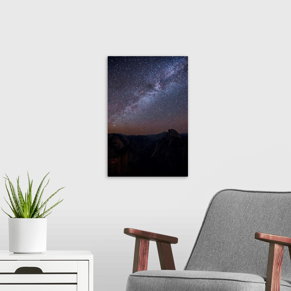 A modern room featuring View of the Milky Way in Yosemite National Park, California.