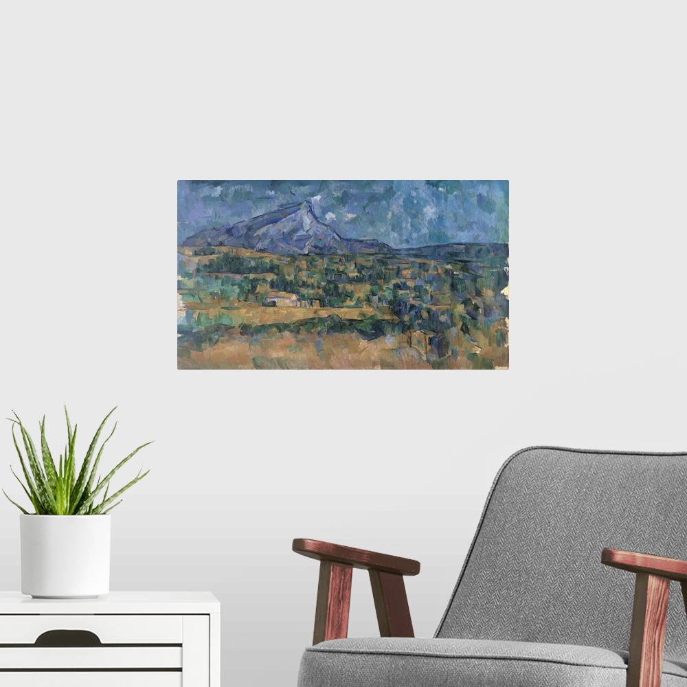 A modern room featuring Cezanne worked on this, one of the grandest pictures of Mont Sainte-Victoire, over a considerable...