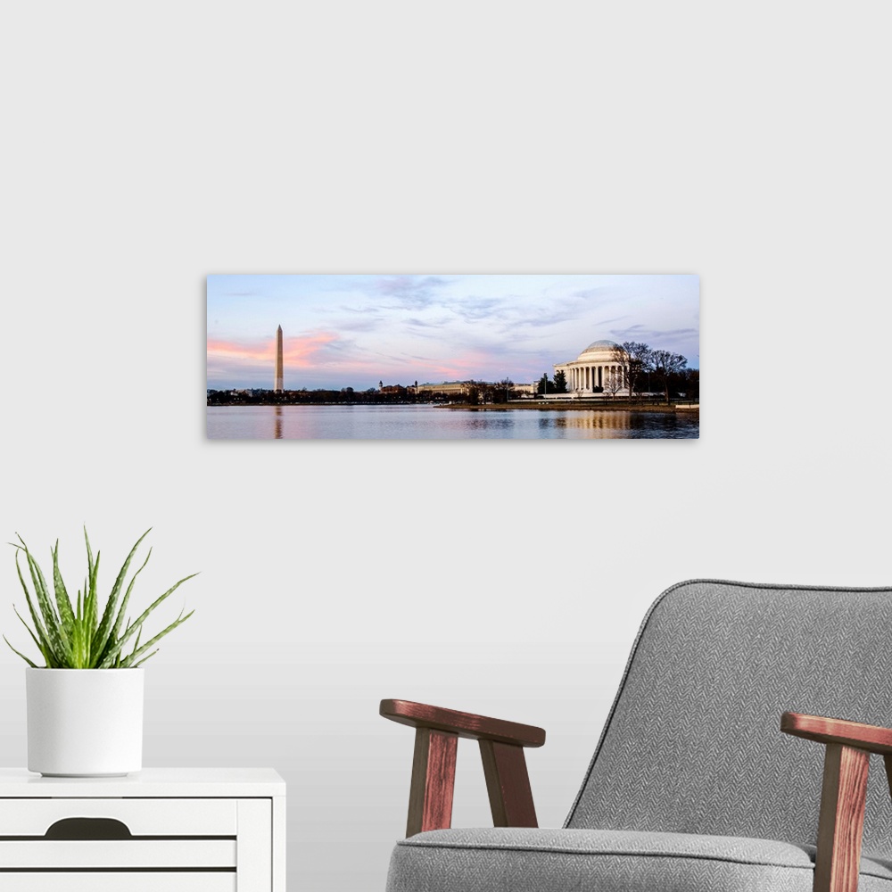 A modern room featuring Monuments in Washington, DC at Sunset