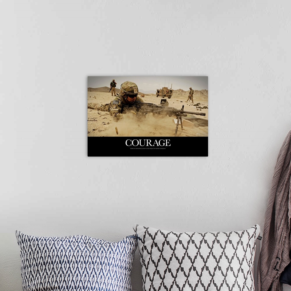 A bohemian room featuring Motivational Poster: Courage