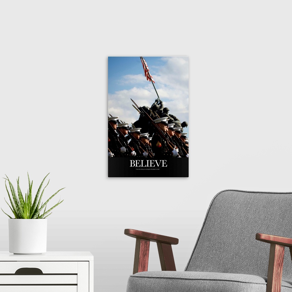 A modern room featuring Motivational Poster: If we are strong, our strength will speak for itself