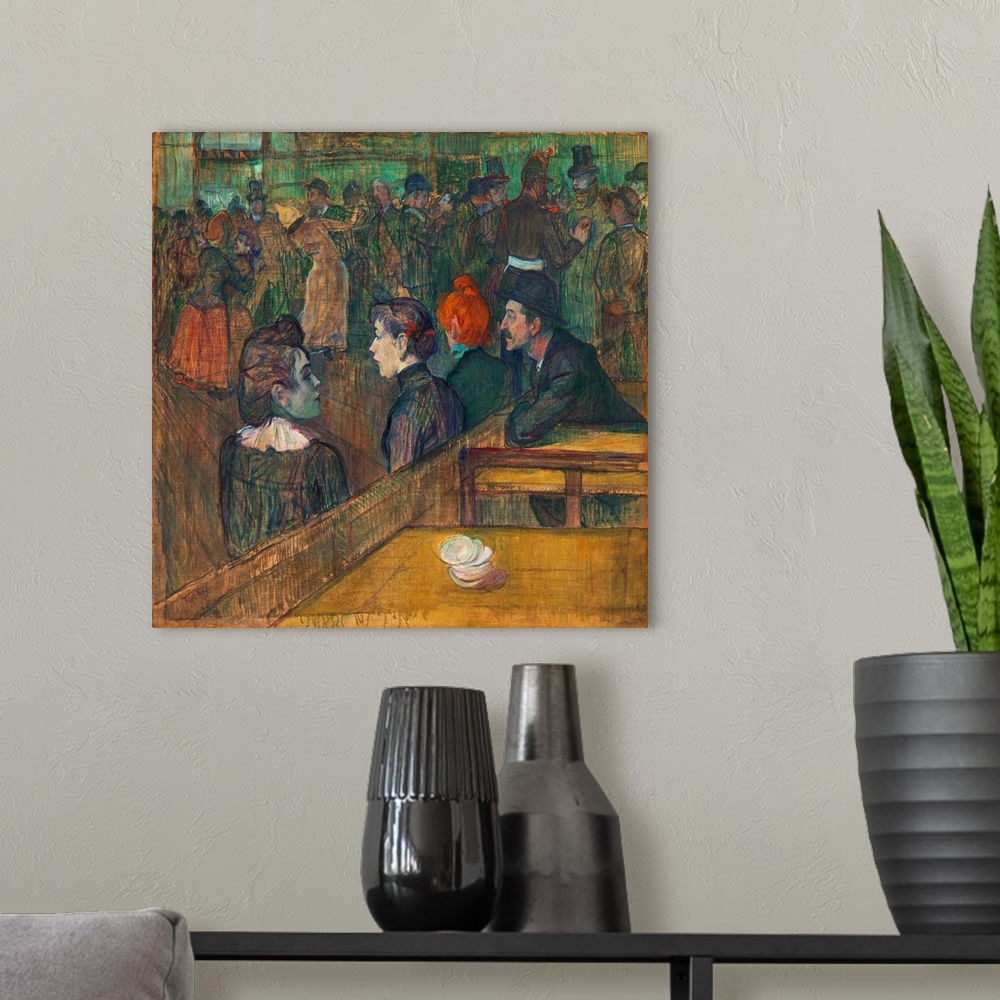A modern room featuring With this painting of the dance hall known as the Moulin de la Galette, Henri de Toulouse-Lautrec...