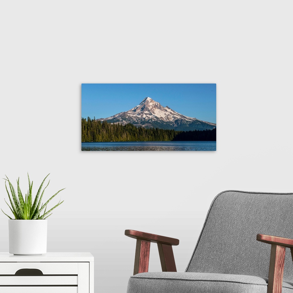 A modern room featuring View of Mount Hood near Lost Lake in Portland, Oregon.