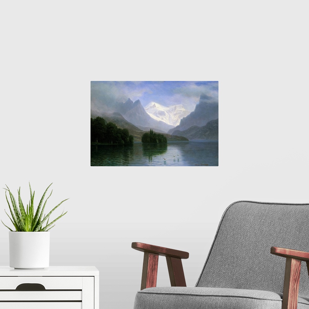 A modern room featuring Mountain Scene