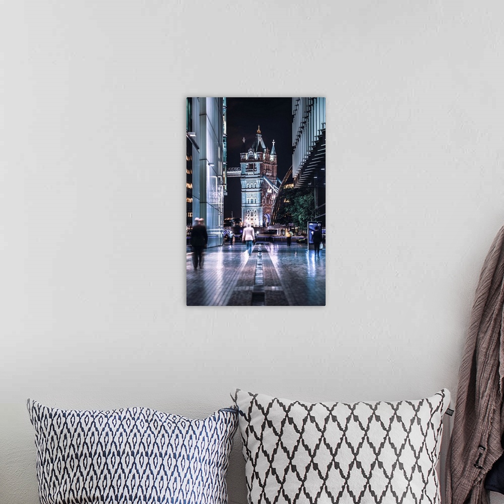 A bohemian room featuring Narrow View Of Tower Bridge from More London Riverside in London, England.