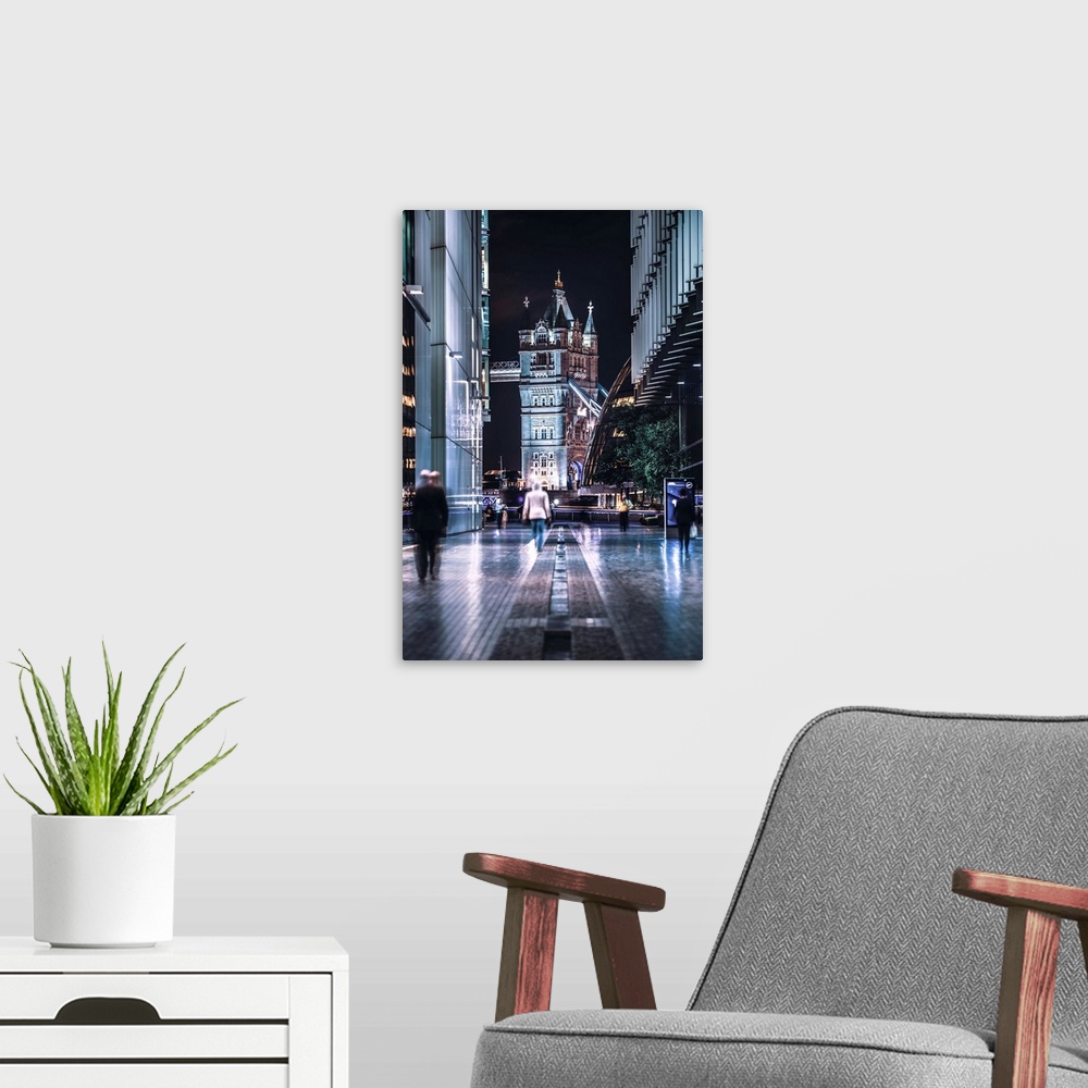 A modern room featuring Narrow View Of Tower Bridge from More London Riverside in London, England.
