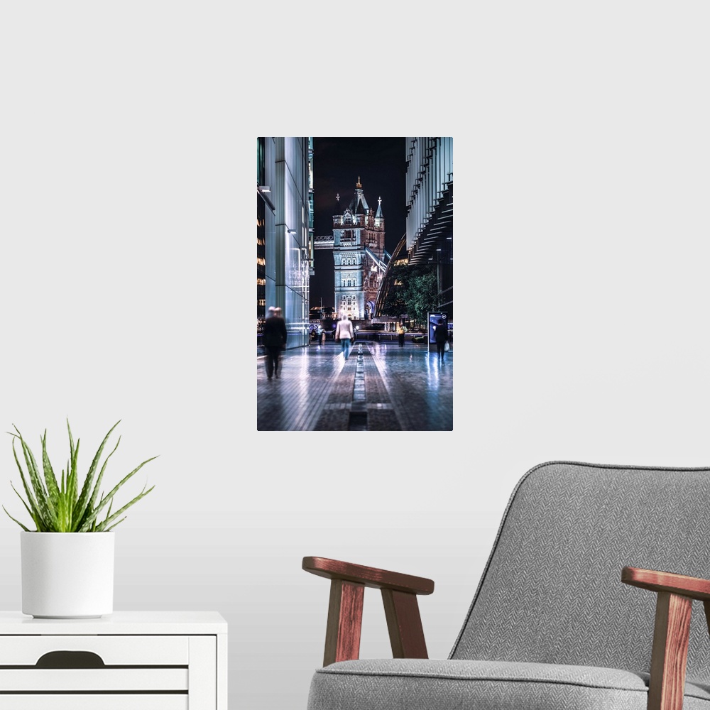 A modern room featuring Narrow View Of Tower Bridge from More London Riverside in London, England.