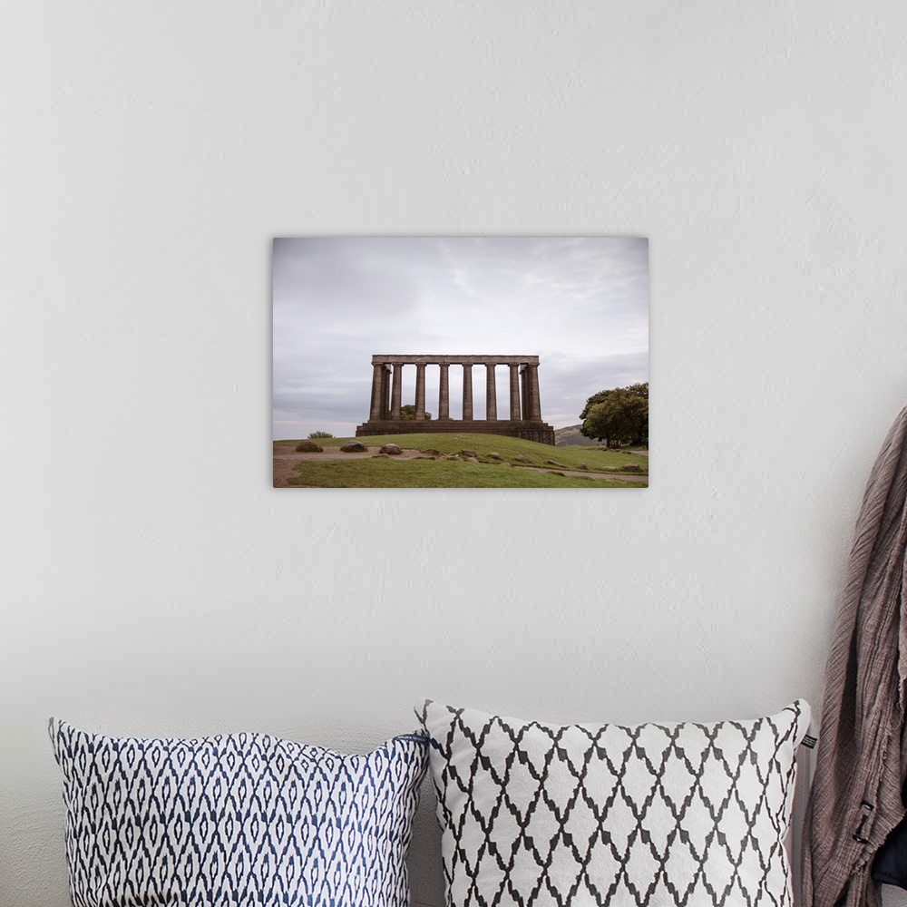 A bohemian room featuring Photograph of the National Monument of Scotland located on Calton Hill, is Scotland's national me...