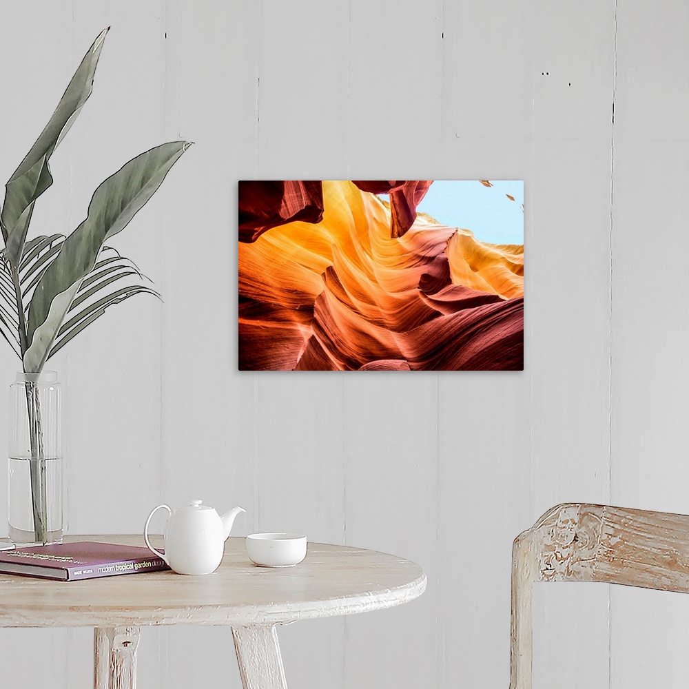 A farmhouse room featuring Photo from inside of Antelope Canyon rock formation located on the Navajo Reservation in Page, Ar...