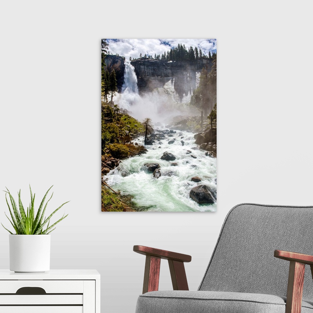 A modern room featuring View of Nevada falls in Yosemite National Park, California.
