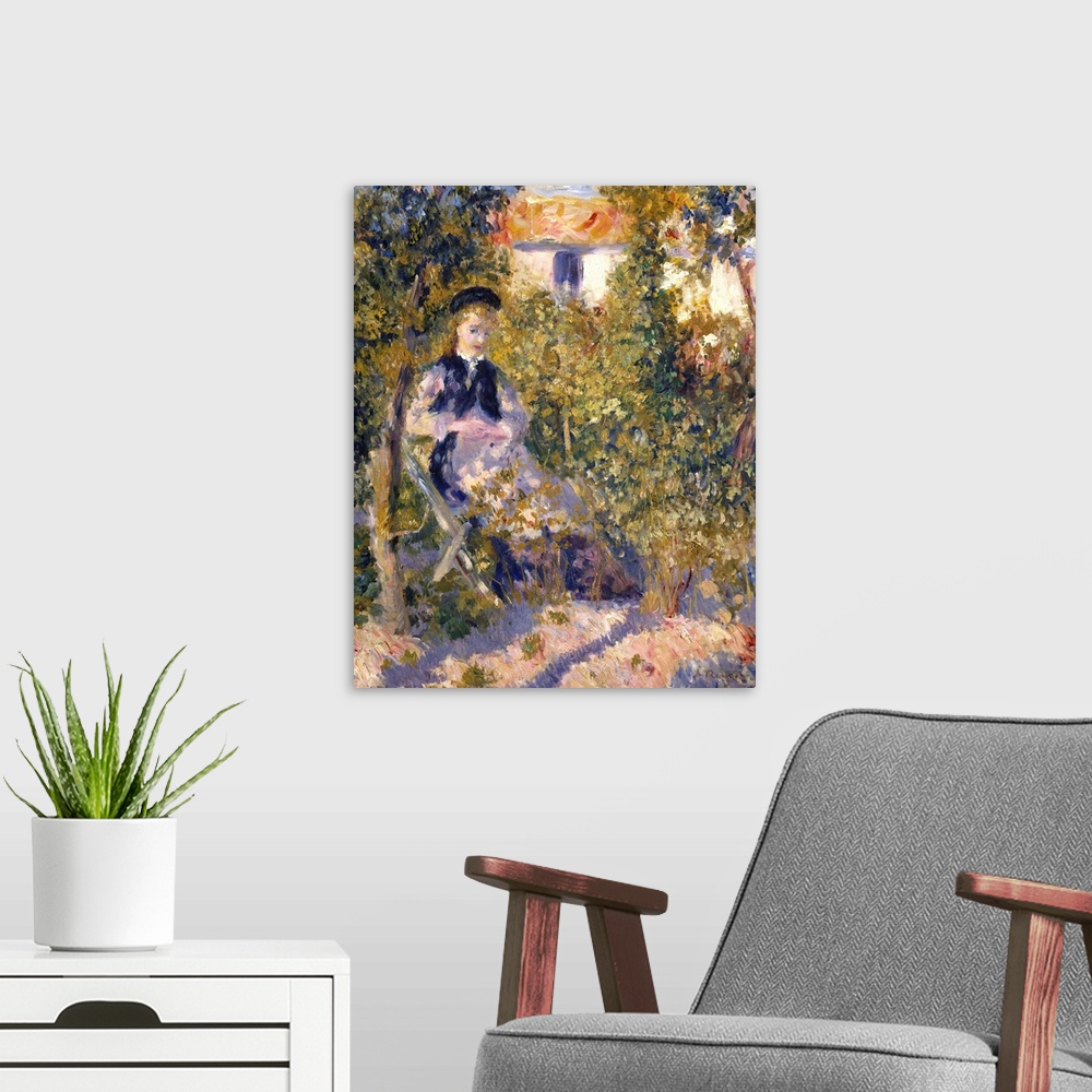 A modern room featuring Renoir's model, Nini Lopez, sits in the large garden adjacent to the artist's studio at 12 rue Co...