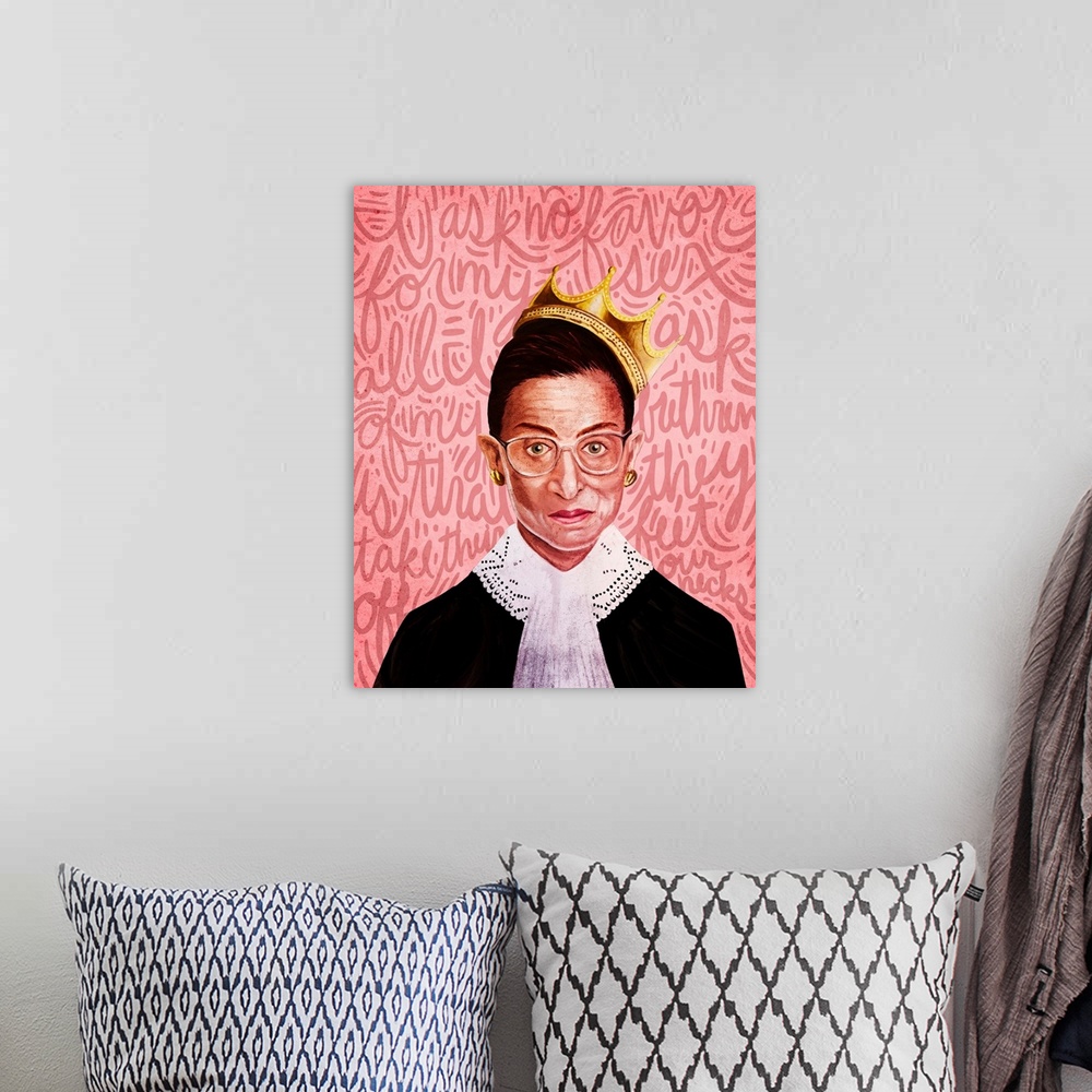 A bohemian room featuring Notorious RBG